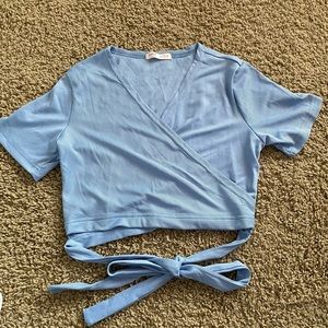 light blue crop tee